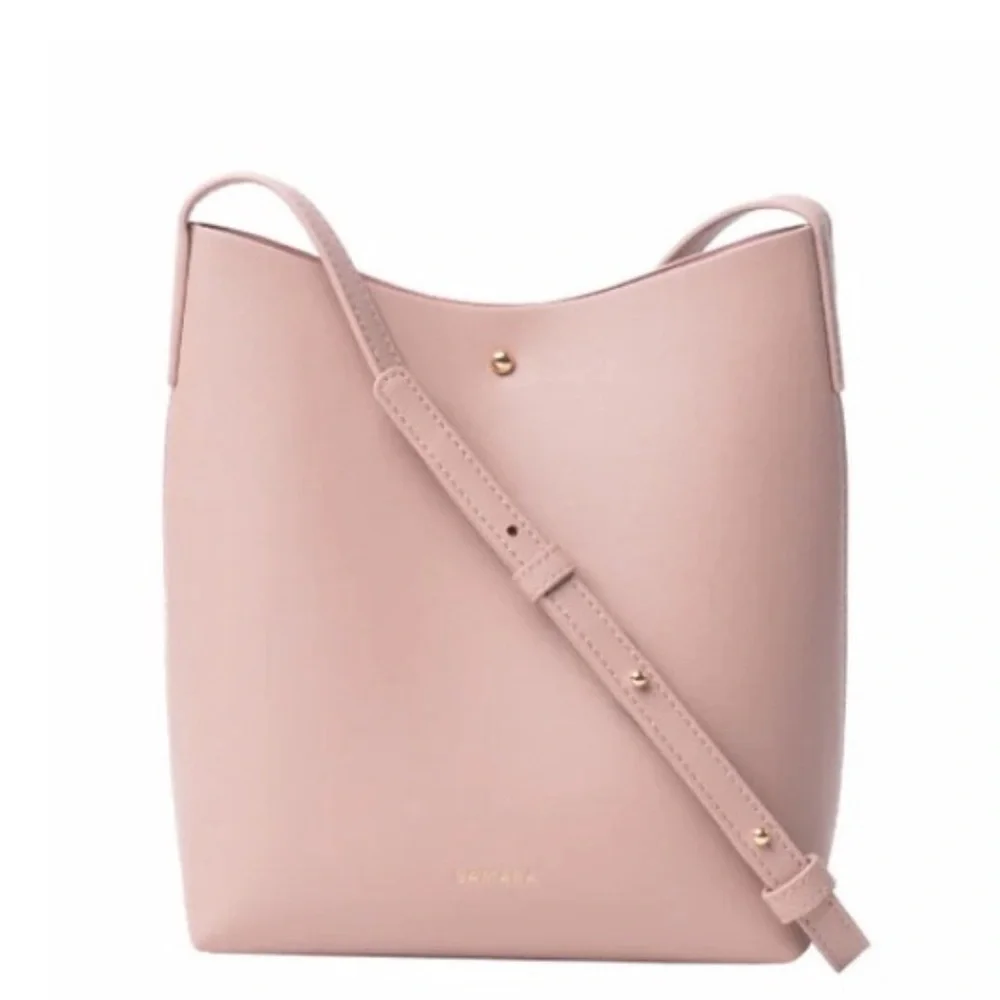 Samara Medium blush pink gold Shoulder crossbody bucket hand Bag purse